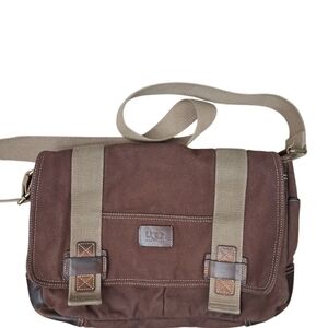 Vintage Rare UGG Brown Canvas And Leather Messenger Bag